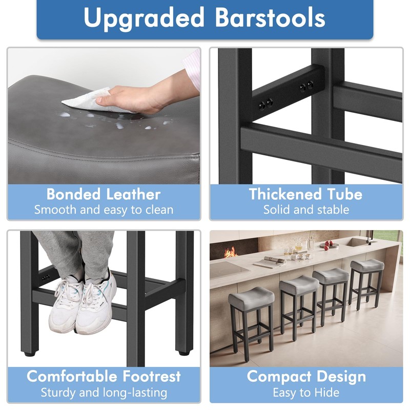 29 Inch Bar Height Bar Stools Set of 2, 29"