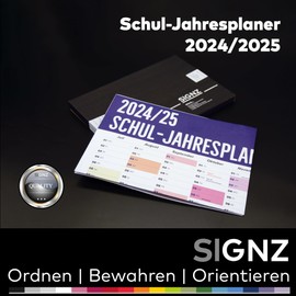 SIGNZ School Calendar 2024 2025, XXL, 98 x 68 cm, incl. Holidays and Holidays, CO2 Neutral, Made in Germany