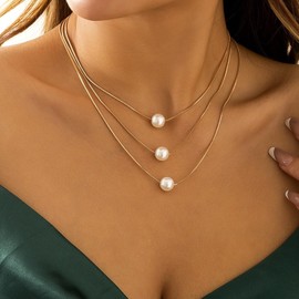 Pearl Necklace for Women Charm Necklace Pearl Choker Necklace Beaded Necklace Wedding Prom Jewelry Trendy Gifts for Women