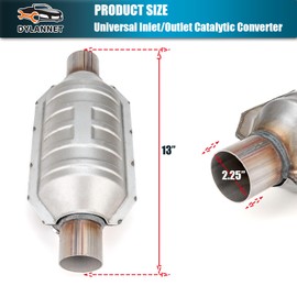 2.25" Inlet/Outlet Automobile Weld-on Catalytic Converter, Universal 2.25 Inch Inlet/Outlet Cat Converter with Heat Shield and O2 Port Universal Catalytic Convert (EPA Compliant)