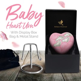 Baby Urns for Ashes Boy & Girl - Mini Urns for Baby Boy Ashes - Heart Shaped Keepsake Urn with Stand - Honor Your Loved One with Memorial Infant Urn (Pink, Small)