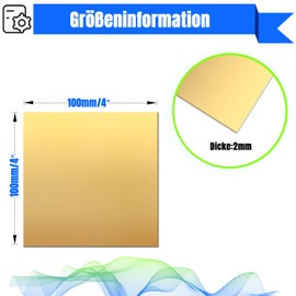 Uxney Brass Sheet, 2 mm x 100 mm x 100 mm, 99.9% Pure Brass Plates for DIY, Jewellery, Electrical, Repair, Industry (Pack of 1)