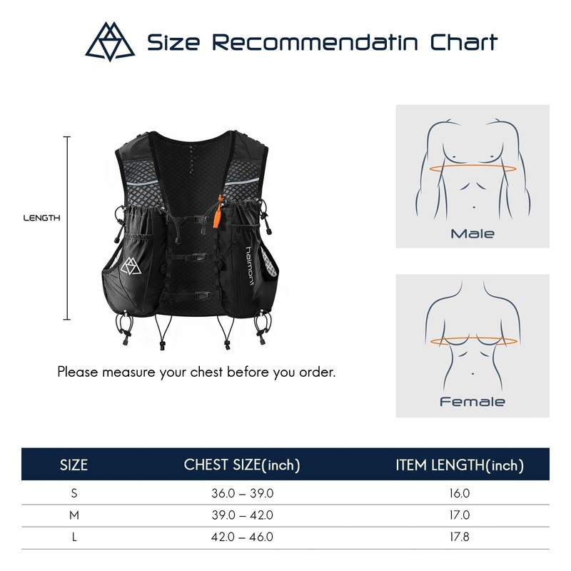 Haimont 10L Trail Running Hydration Vest with Soft Flasks Black