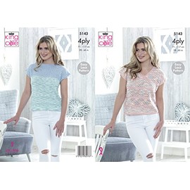 King Cole 5143 Knitting Pattern Womens Tops in King Cole Giza 4Ply and Giza Sorbet 4Ply