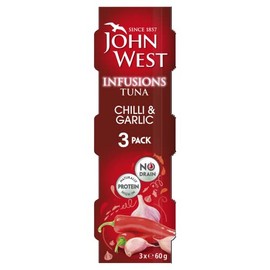 John West Infusions Tuna Chilli & Garlic, 3 x 60g