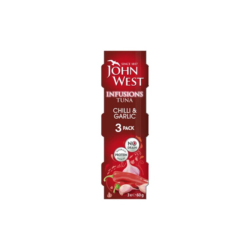 John West Infusions Tuna Chilli & Garlic, 3 x 60g