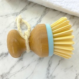 MIJOMA Dish Brush Cleaning Brush Made of Bamboo Wood with Robust Plastic Bristles for Cleaning Pans, Pots, Glasses, Tableware (1.9.5 cm Short Handle)