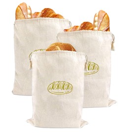 YILANJIN 3Pcs Bread Bag, Natural Linen Bread Bags, Bread Storage Bags with Drawstring, Portable Bread Bags, Food Storage Bag, Reusable Eco Bread Bag for Homemade Bread, Keep Fresh, Bakery Treats 40x30