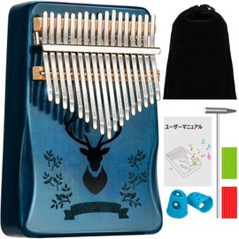 Moon River Kalimba 17 Keys Tuned with Scale Markings, Tuned Thumb Piano, Includes Japanese Sheet Music, Beginner-Friendly Instrument Set (Blue)