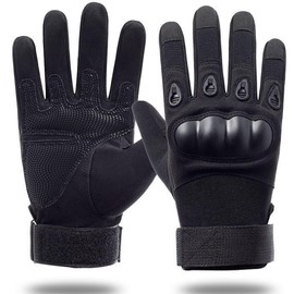 Motorcycle Gloves Men's Strong Gloves Motorcycle Tactical Gloves with Protector Width Adjustable Wrist Protection Breathable Full Finger for Motocross Bicycle Scooter Black
