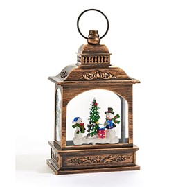 Giftcraft 683581 Christmas Snowmen LED Water Lantern, 8.27-inch Height, Water, Oil and Polyresin