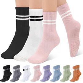 VIDA4U 8 pares Calcetas Pilates para Mujer, Calcetines Yoga para Mujer, Calcetas Antiderrapantes, Calcetines Transpirables para Fitness