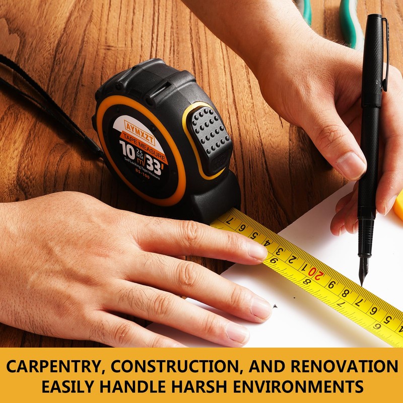 AYMXZT 33 FT Tape Measure with Fraction, Easy to Read,