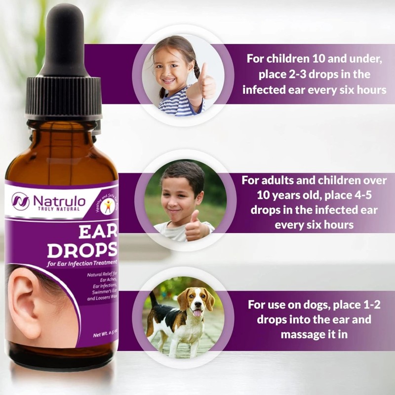 Natrulo Natural Ear Drops for Ear Infection Treatment - Homeopathic,