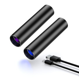 E-riding 2 Pack Black Light UV Light, 395nm & 365nm Mini Powerful Rechargeable UV Flashlight, USB-C Ultraviolet Blacklight Flashlight, Portable Pet Urine Detector for Uranium Glass, Rocks, Scorpion
