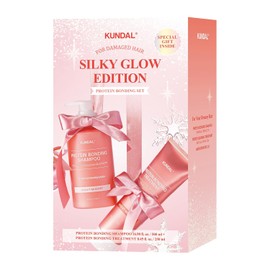 KUNDAL Holyday Silk Glow Edition - Champú de unión de proteínas de 16.9 fl oz + tratamiento 8.5 fl oz + coletero [Violet Muguet] – Cuidado del cabello coreano, reparación de daños, protección contra
