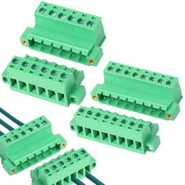Mount Screw Terminal Block Plug Set, 2 Terminal Block Connectors, Protective Conductor Terminal, Pluggable Terminals, DIY Panel Assembly, Green, 6 Pin, 8 Pin 1 Each