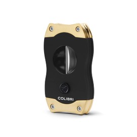 Colibri V-Cut Cigar Cutter | Black with Gold Accents | Spring Release | Deep 7 mm V-Cut | Up to 60+ Ring Sizer Cigars | Ergonomic Design