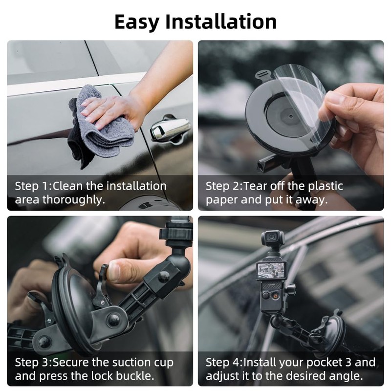 SUREWO Pocket 3 Suction Cup Mount, Car Mount Windshield Window