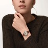 PINDOWS Minimalist Watches for Women, Gold-Tone Case with Black Leather