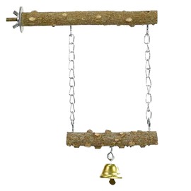 PAVIKE Bird Perch Stunt Stage Claw Sharpening Swing Wooden Bells Natural Wood Bird Stand for Parakeet Birds Resting Places Play Tool