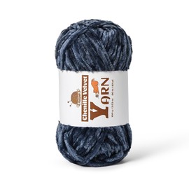 Plush Chenille Chunky Yarn - Fluffy Velvet Yarn Crochet for Blanket Knitting and Crocheting - Soft Baby Yarn for Crocheting - Amigurumi Crochet Yarn 100g (87yds) (Navy Blue)
