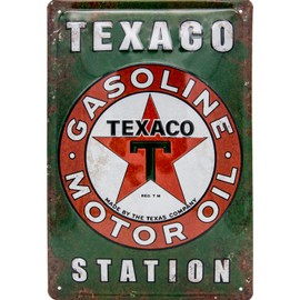 Retro petrol stations metal sign with embossing, suitable for Texaco Gasoline and Motor Oil Station, workshop sign, 30 x 20 cm