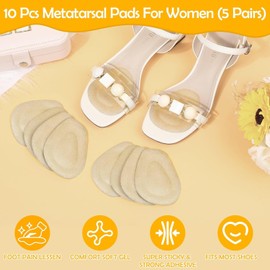 shynek Almohadillas Metatarsianas Para El Metatarso, Paquete De 10, Almohadillas Para El Talón, Plantillas Autoadhesivas De Gel Suave Y Reutilizables Para El Antepié Y La Planta Del Pie, Para Aliviar