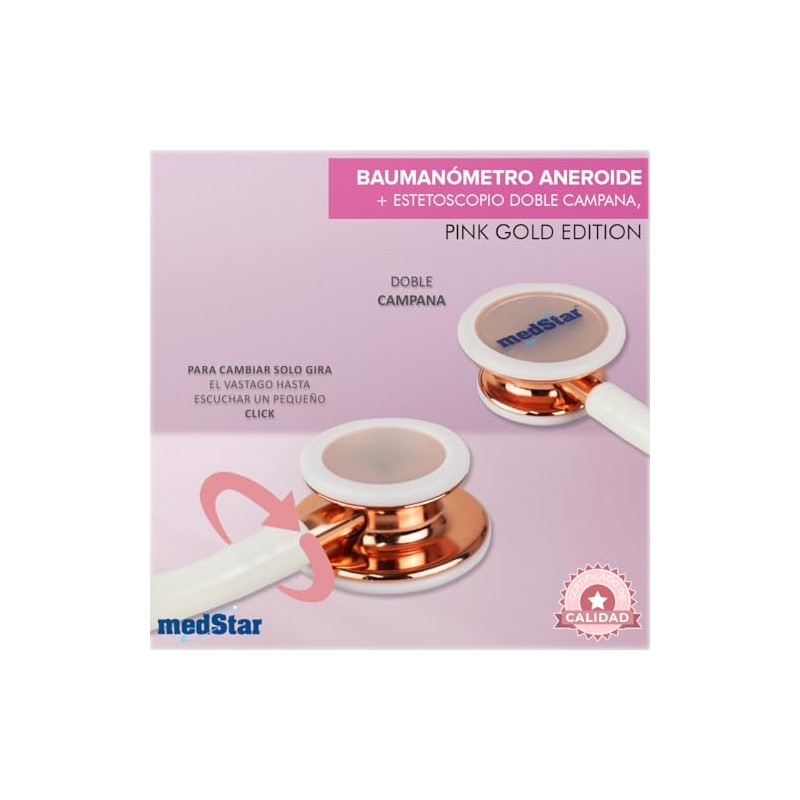 Kit Baumanómetro con Estetoscopio de Doble Campana de Lujo (Rosa-Pink