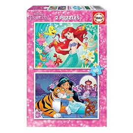 Educa - Puzzle 48 Pieces for Children from 4 Years | Ariel and Jasmine, 2 x 48 Pieces Puzzle for Children from 4, Ariel the Mermaid, Aladdin (18213)