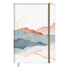 Clairefontaine 115967C - A Rigid Lined Notebook A5 14.8x21cm 160 Ruled Pages White Paper 90g - Pocket-Elastic-Bookmark - Evanescence - 1 Geometric/1 Mountain visual, libr. Random