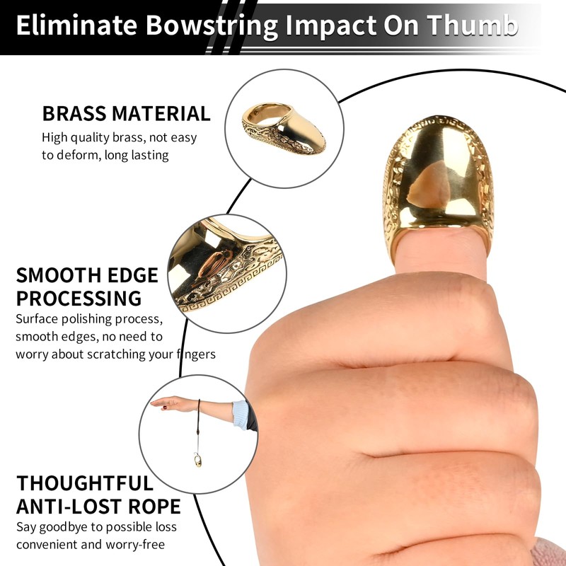SPG Archery Thumb Ring - Hard Brass Thumb Draw Archery