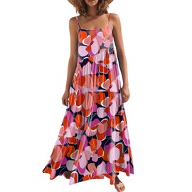 ANRABESS Women Summer Casual Loose Sleeveless Sundress Spaghetti Strap Flowy Boho Linen Beach Vacation Maxi Long Dress 2024 Print Floral Small