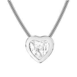 Tuscany Silver Women's Sterling Silver Cubic Zirconia Heart Pendant on Snake Chain of 41cm/16"