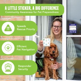 JOR Pet Alert Safety Stickers, at-A-Glance Readable Alert for Firemen, EMT, Police, Saves Vital Seconds, Protects Pets When You’re Away, Sticks to Glass, Metal, Plastic, Wood, 4 Stickers