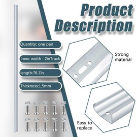 Gisafai 2 Pcs Garage Door Vertical Track Replacement Garage Door Rails Left Right Vertical Bracket for 7 Foot Tall Garage Door Parts Galvanized Steel Hardware Side Tracks for 2 Inches Rollers, Silver