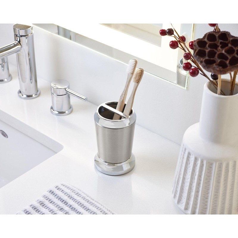 iDesign Stainless Steel Toothbrush Holder, The Preston Collection – 3"