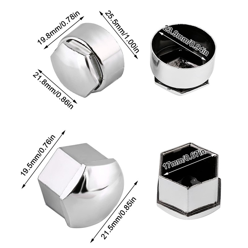 Pack of 20 Wheel Bolt Caps, Universal 17 mm Plastic