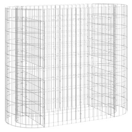 vidaXL Gabion Raised Bed, Rustproof and Weather-Resistant Galvanized Iron, Oval Shape, Ideal for Garden and Patio, 47.2"x19.7"x39.4", Stones Not Included, Assembly Required, Silver.