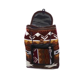 Mia Jewel Shop Mini Aztec Tribal Print Pattern Adjustable Strap Cushioned Flap Backpack Purse - Handmade Fashion Bags Boho Travel Accessories (Brown/Burgundy/Beige)