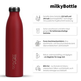 720°DGREE Stainless Steel Drinking Bottle ‘milkyBottle’ – 500 ml – Perfect for Children, BPA-Free, Leak-Proof, Suitable for Carbonated Drinks – Small Thermos for Carbonated Drinks, Sports, School,