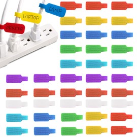 Pack of 48 Cable Labels Writeable 4 x 2 cm, Reusable Cable Marking in 8 Colours, Cable Labelling for Organising Cables & Wires in the Office, Home or IT Area