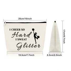 Sazuwu Cheerleader Makeup Bag for Teen Girls Women Cheerleading Coach Gifts Cheer Team Gift Idea for Birthday Christmas Thanksgiving Travel Cosmetic Bag