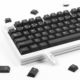 Generic Arctic Keycaps 145 Keys, PBT Custom Keycap Set, Minimalist Style White on Black Cherry Profile Keyboard Keycaps for 61/64/87/104/108 Cherry Mx Switches Mechanical Keyboard (Black)