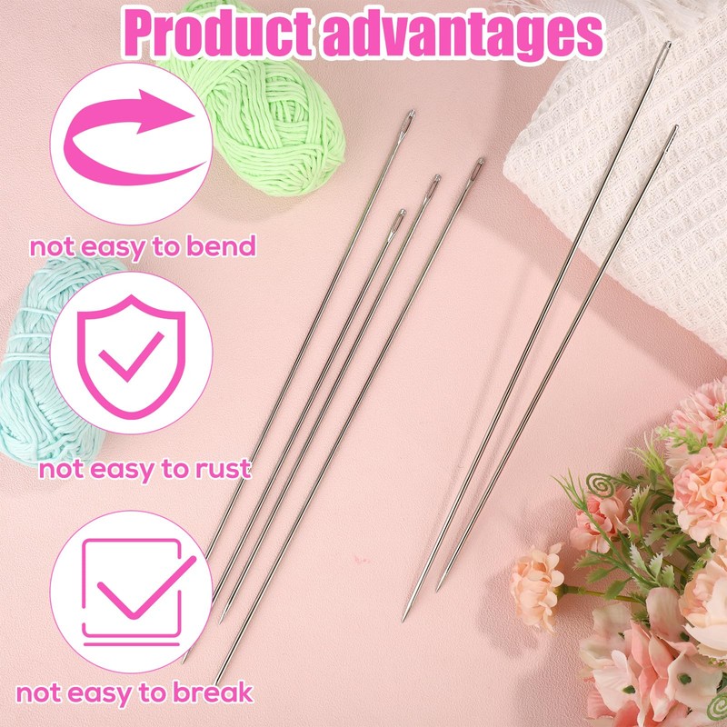 6pcs 10in & 12in Professional Upholstery Needles, Stainless Steel Extra