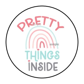 PartyMommy 30 PRETTY THINGS INSIDE ENVELOPE SEALS STICKERS LABELS TAGS 1.5" ROUND RAINBOW