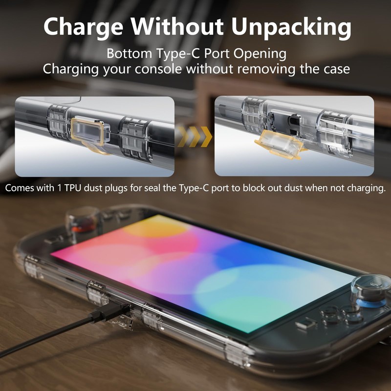 IINE Clear Storage Case for Switch 2 Console, Full-Body Hard