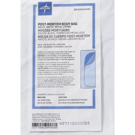 Medline White Body Bag Adult -Metal Zipper 36" X 90"