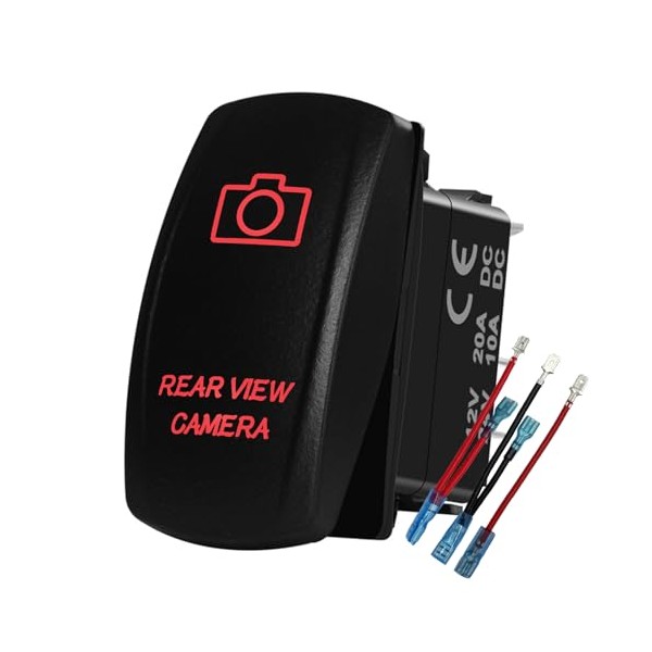 BACAUTOPARTS BACAUTOPARTS 12V 24V RED Led Rear View Camera Rocker