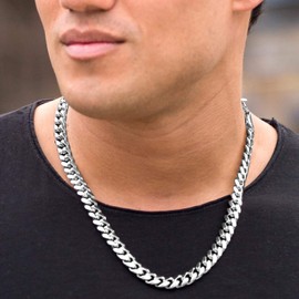 LIFETIME JEWELRY 11mm Cuban Link Miami Curb Chain Necklace for Men Women Diamond Cut 24k Real Gold Plated (26 inches, White Gold)